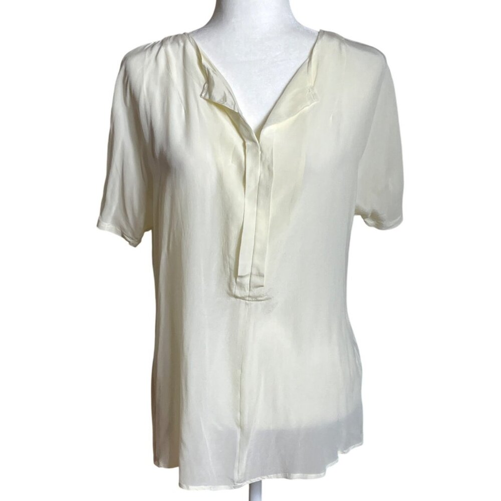 Nwt Miilla Silk Tshirt Ivory Tunic Top Cottagecore Coastal Boho Resort Womens M